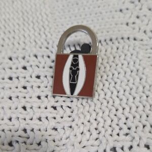 Stylish Silver and Brown Padlock Pin